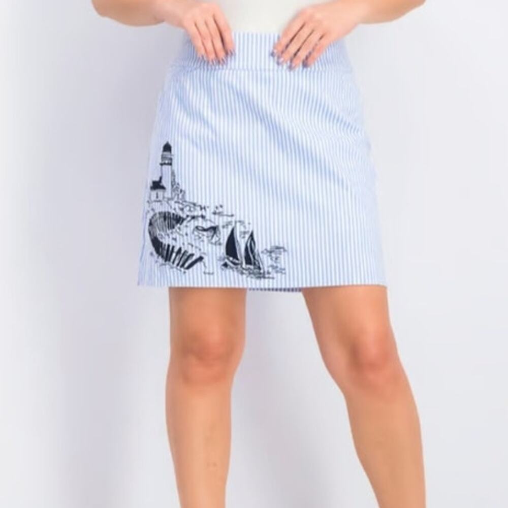 Charter Club Striped Graphic Nautical Lighthouse Sail Boats Pull On Skort 12